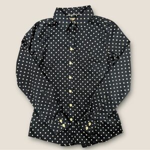 Banana Republic Navy and White Polka Dot Button-Down Shirt
